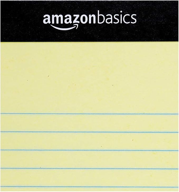 Amazon Basics Legal/Wide Ruled 8.5 x 11.75 inch Legal Pad, Canary, 72 Count (Pack of 12), 50 sheets per pad, 6 packs per carton