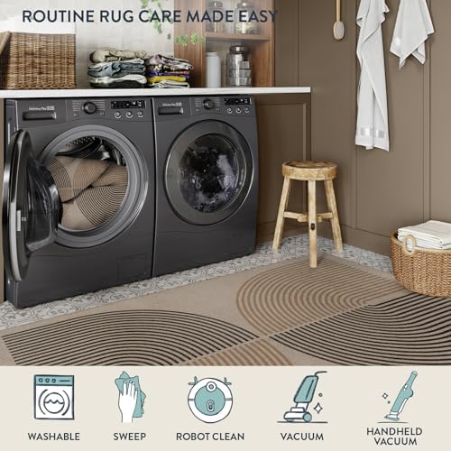 Lahome Enfys Modern Rainbow Easy Jute Rug, 2x6 Kitchen Runner Washable Rug Runners for Hallways Farmhouse Carpet, Non Slip Indoor Outdoor Runner Contemporary Door Mat for Laundry Porch