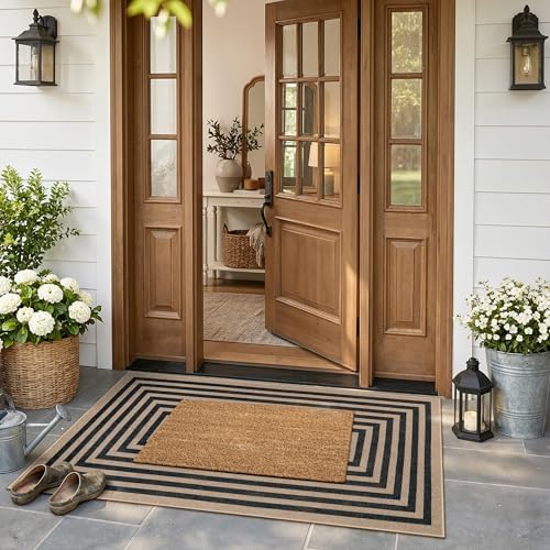 Lahome Modern 3x5 Outdoor Patio Rug, Black Indoor Outdoor Easy Jute Rug