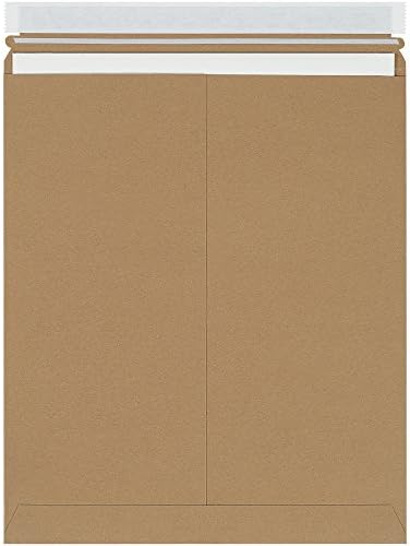 Top Pack Supply 12 3/4 x 15' Stayflats Brand Rigid Flat Mailers, Kraft (Pack of 100) Photo Document Mailers, Peel & Seal Closure, Tear Strip Easy Opening.