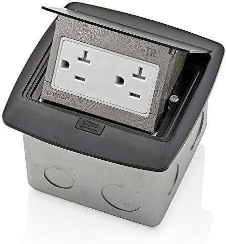 Leviton Pop-Up Floor Box with 20 Amp, Tamper-Resistant Outlet, PFTR2-MB, Black