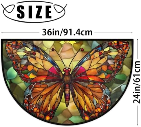Stained Glass Butterfly Half Round Door Mat