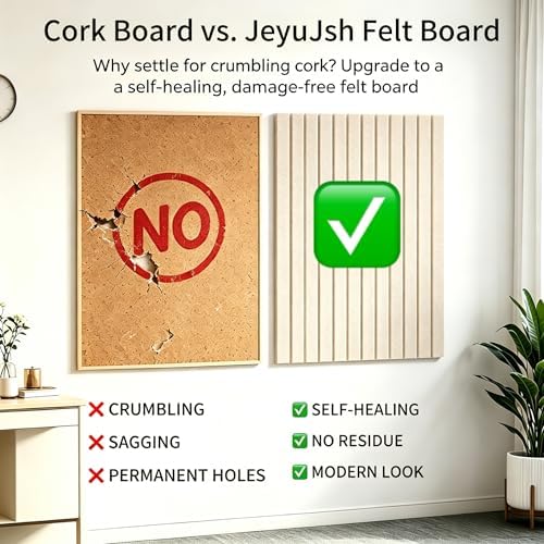 Felt Bulletin Board 36"x24"–6 Pack Cork Boards for Walls, Light Tan