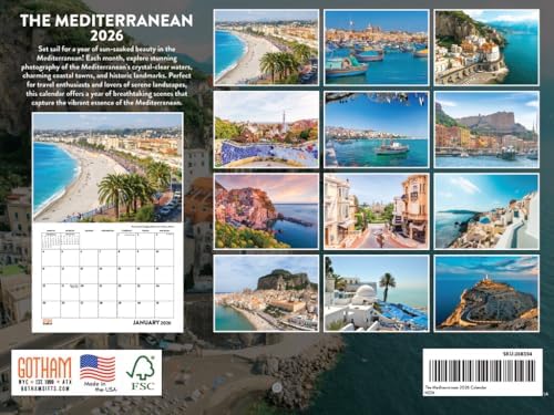 Mediterranean Calendar 2026 Monthly Wall Calender 12 Month | American Made In The USA