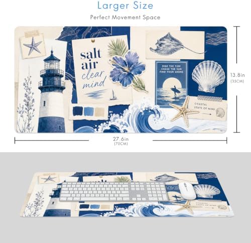 Vintage Blues Coast Lighthouse Desk Mat Medium Gaming Mouse Pad