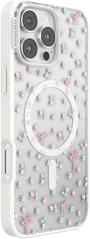 PopSockets iPhone 16 Pro Max Phone Case with MagSafe, Wireless Charging Compatible, Bow - Bows & Blooms