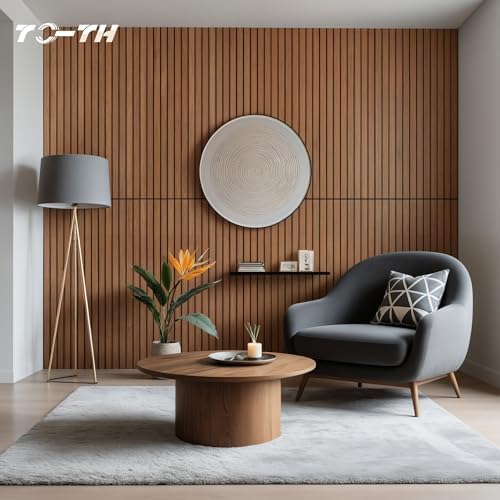 TO-TH Acoustic Wall Panels Wood-Look Sound Dampening Panel 4 Pack, Cherry