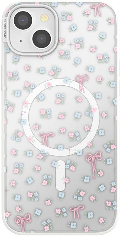 PopSockets iPhone 15 Plus Phone Case with MagSafe, Wireless Charging Compatible, Bow - Bows & Blooms