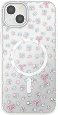 PopSockets iPhone 15 Plus Phone Case with MagSafe, Wireless Charging Compatible, Bow - Bows & Blooms