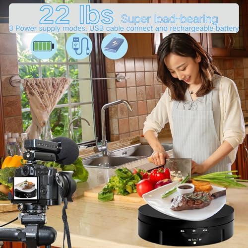 JAYEGT Motorized Rotating Display Stand, 5.74inch /22lbs Load, 360 Degree Electronic Turntable Display Stand for Photography Products Shows , Jewelry, with 5 Colors Backgrounds (Black/Remote Control)