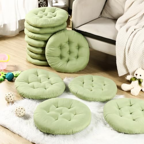Fumete 12 Pcs Round Floor Pillows Cushions Seating 16 x 16 Inches Floor Round Cushions for Kids Toddlers Flexible Reading Chair Pillows for Classroom Home School Playing Supplies(Green)