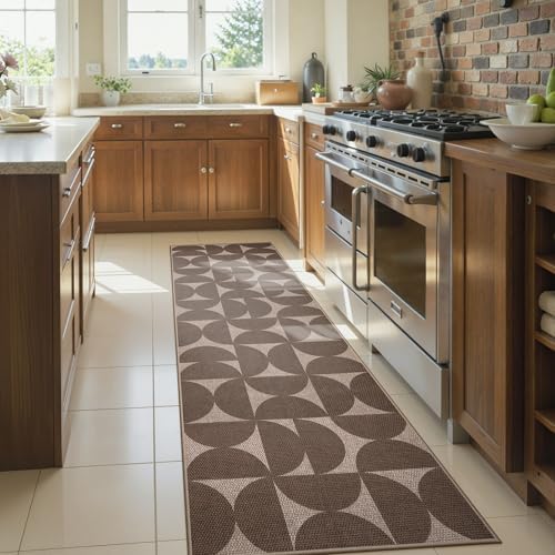 Lahome Semi Circle Easy Jute Non Slip Kitchen Runner, 2x8 Hallway Runner