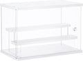 Dezzer Acrylic Display Case Stand with 2 Ladder Shelves, Clear Dustproof Protection Storage Display Box for Collectibles, Action Figures, Miniature Figurines, White (12.4x7x8.6in)