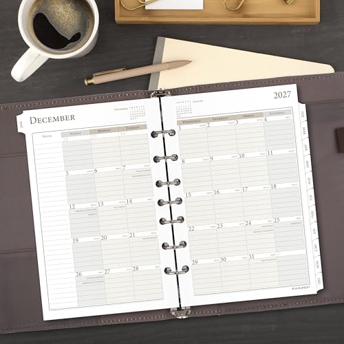 AT-A-GLANCE 2027 Planner Refill Daily, 5.5" x 8.5", Desk Size 4, Two Page Per Day Refill, 7-Ring Loose-Leaf (481-225-27)