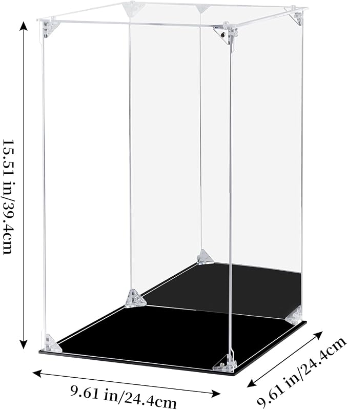 Display Case for Collectibles Assemble Clear Acrylic Box Alternative Glass Case for Display Action Figures Home Storage Organizing Toys (Internal dim 9.5X9.5X15 inch)