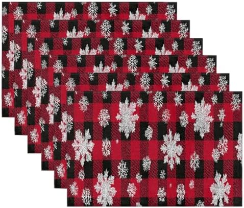 Placemats Set of 6 Washable Linen Place Mats Cloth Table Mats 12x18 Inch