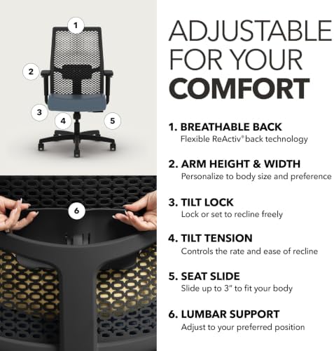 HON Ignition 2.0 ReActiv Ergonomic Office Chair, Lumbar Support, Nimbus