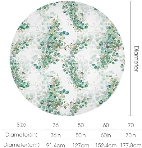 Spring Botanical Tablecloth, Watercolor Sage Green Eucalyptus Leaves Print Table Cloth Cover for Kitchen Dining Indoor Outdoor Decor, 50x50in