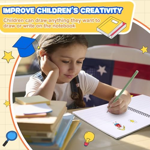 Henoyso 8 Pack Primary Composition Notebook, 100 Pages,Fresh Color