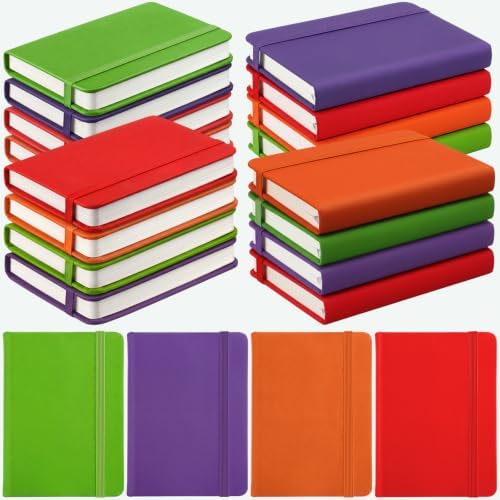 Ceenna 16 Packs Pocket Small Notebook Journals Mini Notebook Bulk 192 Pages/96 Sheets Hardcover with Thick Lined Paper 3" x 4.4" A7 Small Notepad Bright Color for Office Journey Supplies