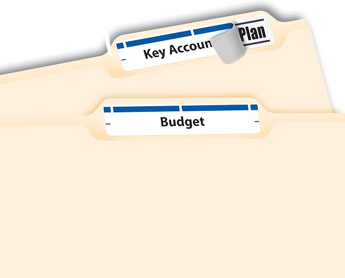 Avery® TrueBlock® File Folder Labels, 2/3" x 3-7/16", 1,500 Printable Labels, White/Blue, Permanent (5766)