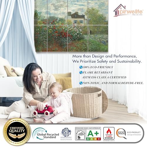 PINWELIFE® Masterpiece Acoustic Art Panels, 8-Pack 12"×16" Sound Absorbing Panels, Decorative Acoustic Wall Art, Noise and Echo Cancelling for Home Studio/Office, Nano Tape Included