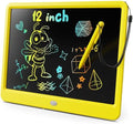 KOKODI LCD Writing Tablet, 12 Inch Colorful Toddler Doodle Board Drawing Tablet, Erasable Reusable Electronic Drawing Pads, Educational and Learning Toy for 3-6 Years Old Boy and Girls(Yellow)
