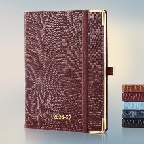 Planner 2026-2027 Weekly & Monthly Planner with Hourly Time Slots, 18 Month Academic Calendar July 2026 – Dec 2027, Vertical Layout, Monthly Tabs, Hardcover Business Agenda, Burgundy