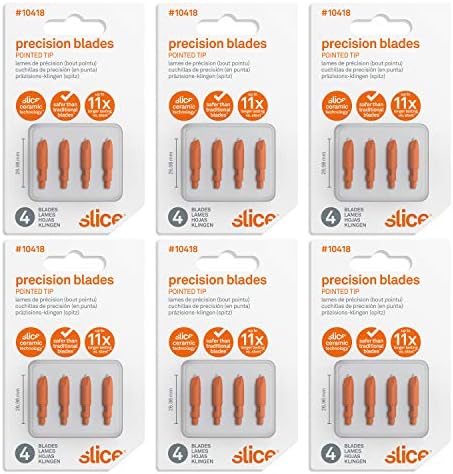 Slice 10418-CS Micro-Ceramic Blade for Slice Precision Cutter, 10416 Replaceable Blade, Lasts up to 11x Longer Than Metal, Blade Cartridge for Hobby Knife, Safer Cutting (24 Pack)
