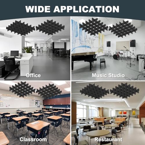 Acoustic Ceiling Panels Sound Absorbing Panels, Square Black