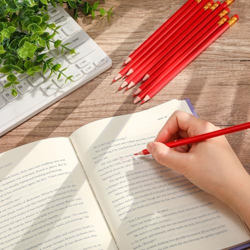 Sivak 100 Pack Red Colored Pencils with Eraser, Presharpened, Hexagonal, Erasable, Ideal for Drawing, Coloring, Marking, Grading, Teaching, Art, School