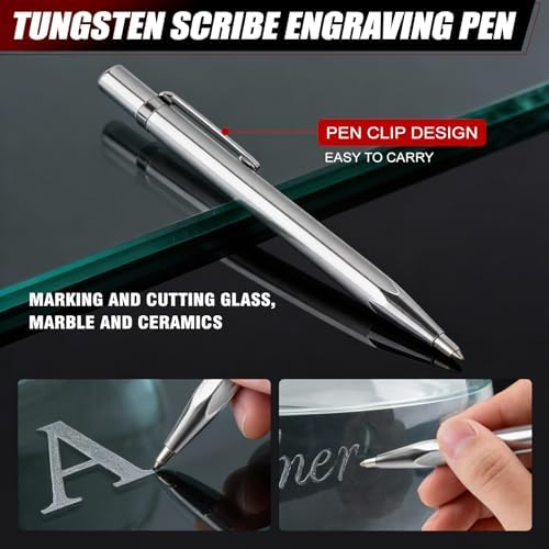 YOTINO Glass Cutting Tools, 9PCS Glass Cutter Glass Running Pliers Breaking Grozer Pliers,Tungsten Scribe Engraving Pen, Oil Feed Glass Cutters Tools Kit for Stained Glass, Tiles, Mosaic Cutting
