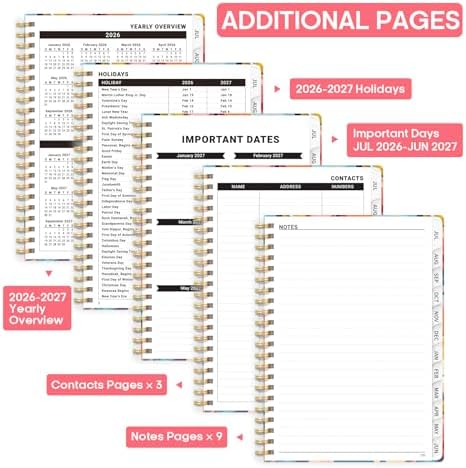 Planner 2026-2027, Weekly & Monthly Academic Calendar, Jul 2026 – Jun 2027