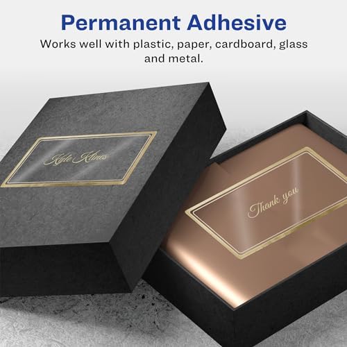 Avery Printable Glossy Clear Labels, 2" x 4" Rectangle Labels, Clear, Metallic Gold Border, Permanent Adhesive, Laser/Inkjet Printable, 60 Total (6552)