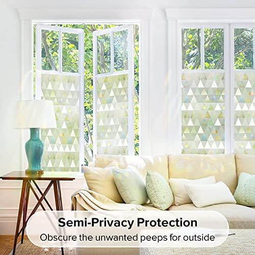 rabbitgoo Window Privacy Film, Stained Glass Rainbow Cling, 17.5" x 78.7"