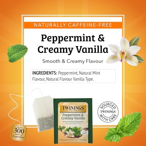 Twinings Peppermint & Creamy Vanilla Herbal Tea Bags, 20 CT Box (1 Pack)