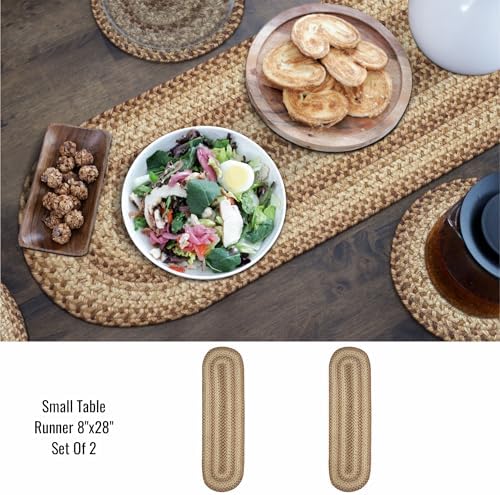 Homespice Cookie Dough Jute Braided Table Runner, Oval 8x28 Set of 2