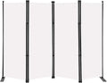 MAYOLIAH 4 Panel Room Divider Screen 6Ft Tall Foldable Privacy Dividers Indoor Wall Partition Room Separator White