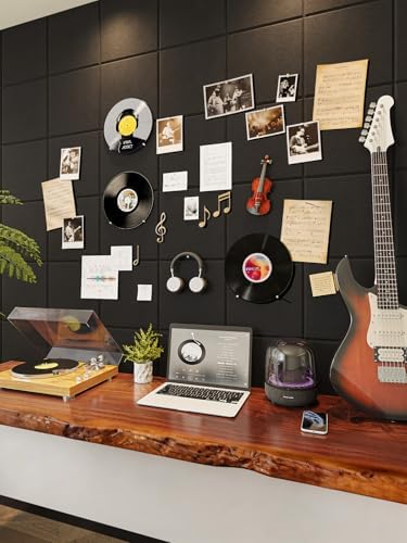 Thick Felt Pin Board Tiles 12 Pack, 11.8x11.8 Bulletin Board for Wall