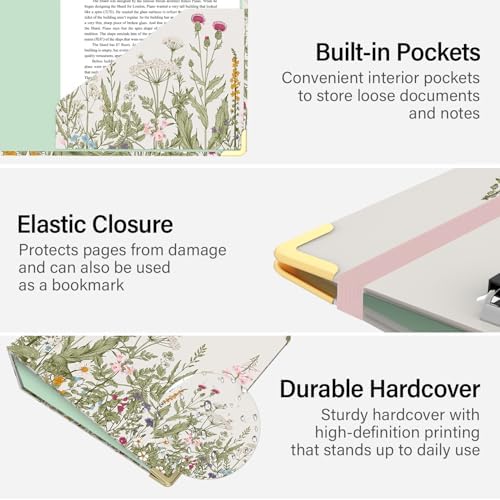 3 Ring Binder 2 Inch for Letter Size 8.5" x 11" Paper, Clipboard Binder with 5 Tabbed Dividers with Pockets, Plastic Folder and 40 Divider Stickers, School and Office Supplies, Garden Flowers