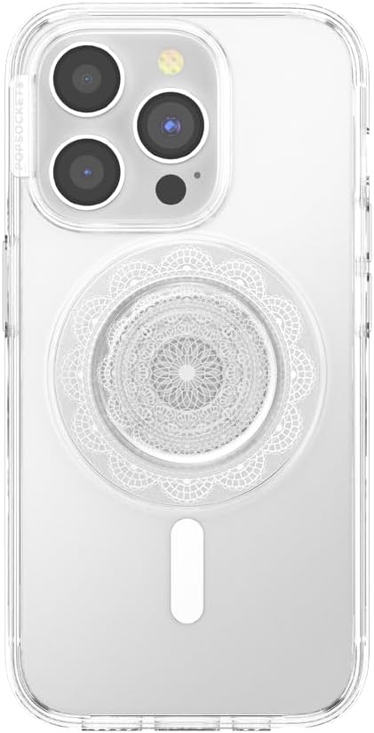 PopSockets Phone Grip for MagSafe, Magnetic Holder- Doily Life | Removable, For Kindle / Android / iPhone, With Magnet, Clear, Translucent, Phone, Women