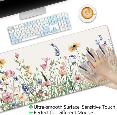 LIMKRIAN Flower Mouse Pad Large Desk Mat for Keyboard Mouse, 31.5x11.8 in