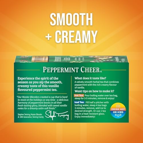 Twinings Peppermint Cheer Holiday Herbal Tea Bags, 20 CT Box (6 Pack)