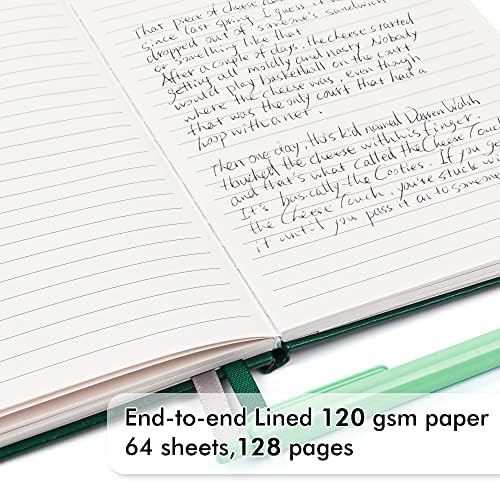 feela 3 Pack Notebooks Journals Bulk with 3 Black Pens, A5 Hardcover Notebook Classic Ruled Lined Journal Set with Pen Holder for Work Business Journaling Note Taking, 120 GSM, 5.1”x8.3”, Dark Green