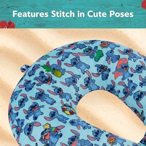 Disney Stitch Kids Travel Neck Pillow for Airplane, Blue
