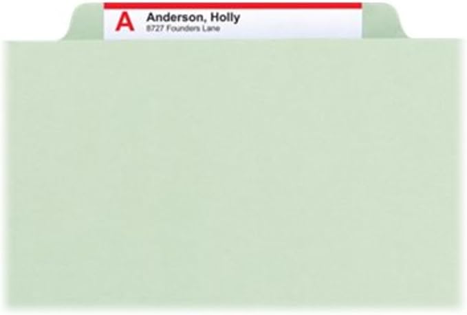 Smead 100% Recycled Pressboard Classification File Folder, 2 Dividers, 2" Expansion, Letter Size, Gray/Green, 10 per Box (14023)