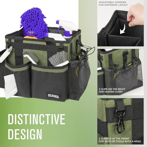 SCAVATA Compact Wearable Cleaning Caddy with Handle & Shoulder Straps