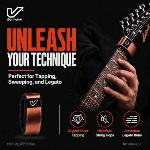 Gruv Gear Fret Wrap & Guitar Mute, Fretwrap for Acoustic, Electric & Bass | String Dampener Recording, Tapping & Practice Accessory (1 Pack, Medium Bronze, Fits 5 String Bass, 7 String Guitar)
