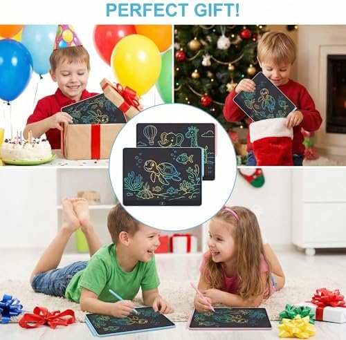 16 Inch LCD Writing Tablet for Kids 2 Pack, Large Drawing Board Doodle Pad, Colorful Screen Erasable Sketch Tablet, Travel Toys and Reusable Learning Gift for Boys Girls（Blue & Pink