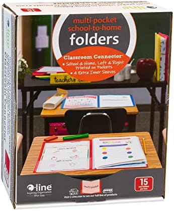 C-Line Classroom Connector™ Multi-Pocket School-to-Home Portfolio, Red, 15/BX (32304), 9.5 x 11.75 x 0.25